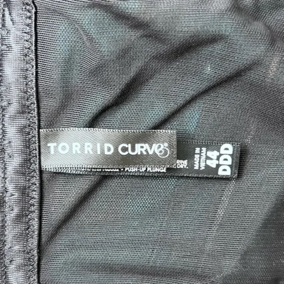 Size 44DDD Torrid Black Microfibre & Lace Push Up Plunge Longline Bra - Picture 4 of 4